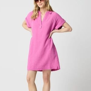 J. Crew Gauze Popover Short Sleeve‎ Pink Dress Medium